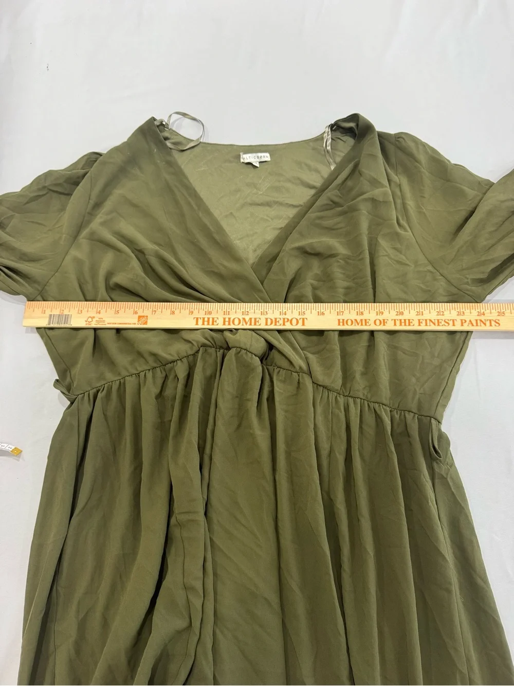 Baltic Born Lydia Olive Green Maxi Dress Long Sleeve Wrap Formal Medium 3XL